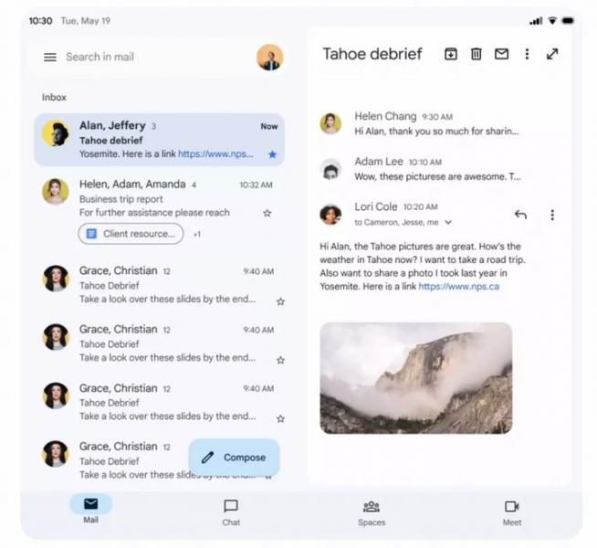 Почту Google адаптируют под складные смартфоны