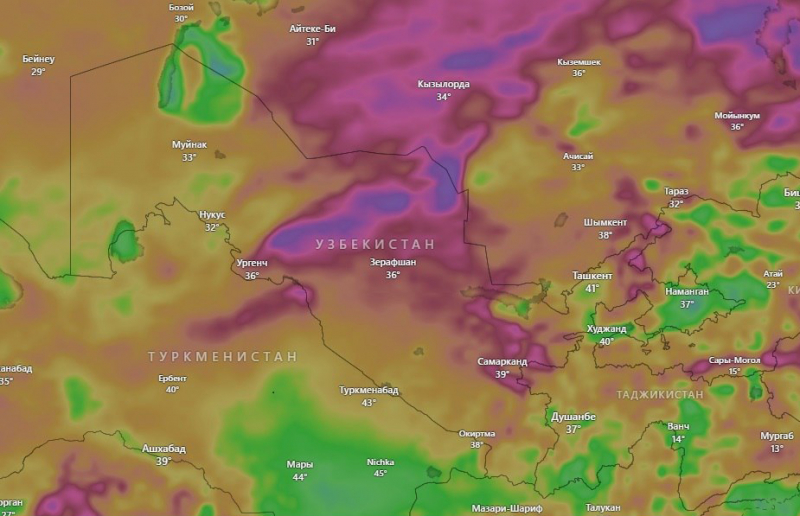 Экстренное сообщение от синоптиков. В Узбекистан вслед за 45-градусной жарой придут сильные ливни с грозами 