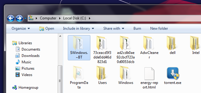 Папка $Windows.~BT — безопасно ли ее удалить?
