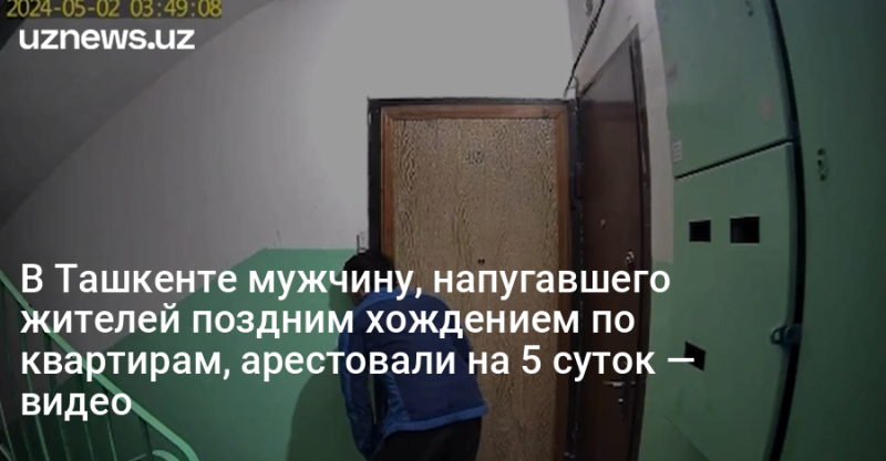 В Ташкенте мужчину, напугавшего жителей поздним хождением по квартирам, арестовали на 5 суток — видео