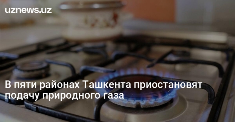 В пяти районах Ташкента приостановят подачу природного газа