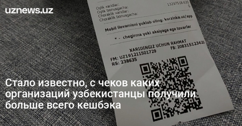 Стало известно, с чеков каких организаций узбекистанцы получили больше всего кешбэка