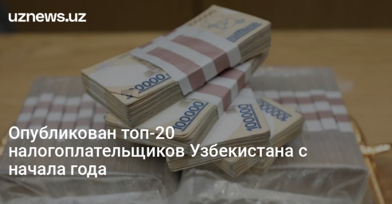 Опубликован топ-20 налогоплательщиков Узбекистана с начала года