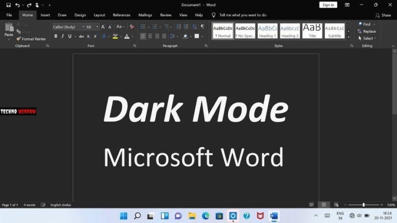 Отключение темного режима в Microsoft Word