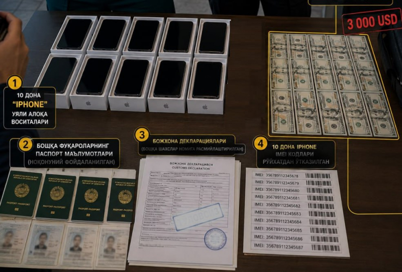 В Ташкенте таможенника задержали за взятку при оформлении нелегально ввезенных iPhone